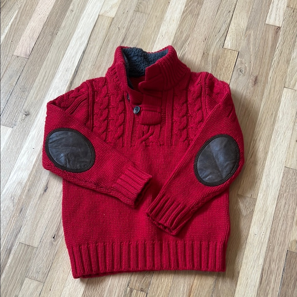 GAP Red Turtleneck Sweater with Cable Knit Design